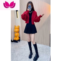 七斓春季新款小个子毛衣打底衫百褶短裙网红辣妹炸街套装女春装三件套