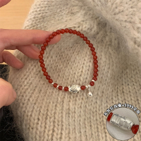 s999纯银天然红玛瑙小鱼手串女款高级感新中式小众手链秋冬潮送女朋友老婆情人节七夕生日礼物