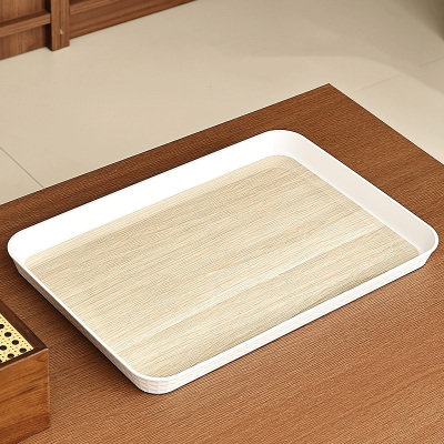 高颜值木纹托盘长方形中号家用茶盘放水杯茶杯收纳盘客厅盘子 托盘 36.5*25.5*3cm 个