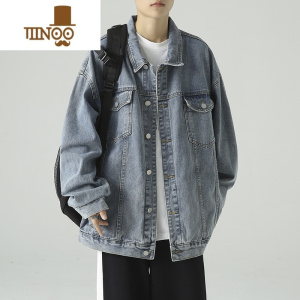 YANXU美式复古牛仔衣外套潮牌男士夹克休闲宽松日系褂子痞帅感