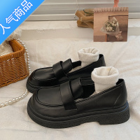 SUNTEK黑色厚底乐福鞋女2023年春夏季新款上班松糕软底单鞋英伦风小皮鞋