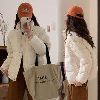 羽绒棉衣棉服女新款冬季韩版黑色小个子加绒短款立领面包服外套女