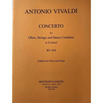 大熊原版乐谱书维瓦尔第D小调协奏曲RV454双簧管弦乐团和低音通奏VivaldiConcertoin