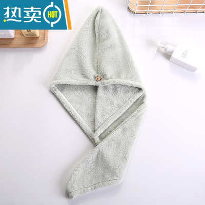 敬平女吸水速干擦头发毛巾洗发包头巾干发巾洗头巾洗澡儿童浴帽 绿色厚款(单层)