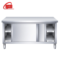 DXBG不锈钢工作台厨房操作台面储物柜切菜桌子带拉门案板商用专用烘焙餐台