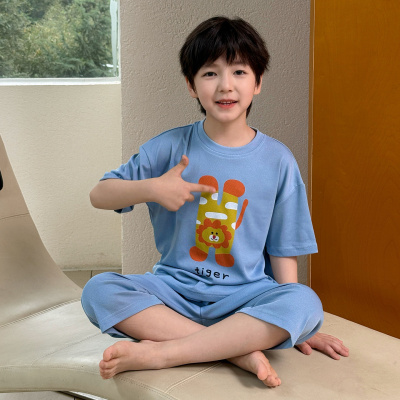 男童夏季睡衣青少年夏装大儿童莫代尔薄款夏款家居空调服短袖套装