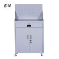 渭星工具柜加厚铁皮储物柜工厂车间用带抽屉汽修多功能收纳柜灰白色一斗小柜含轮子