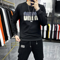 欧洲站时尚字母卫衣男士上衣圆领套头潮流长袖打底衫体恤秋冬新款