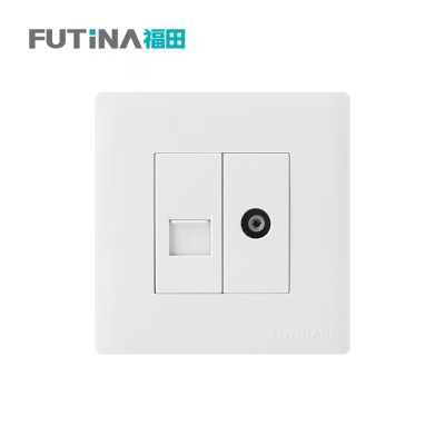 福田 插座 明装开关插座面板明线家用墙壁 明装一位电视一位电话 单位:个