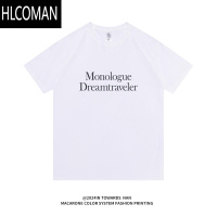 HLCOMAN朝南工作室 复古简约字母印花短袖T恤男女潮牌百搭宽松情侣上衣夏