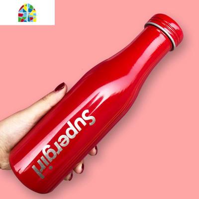 水杯男创意个性潮流杯子小口大容量简约清新森系不锈钢便携保温杯 FENGHOU 500ml红色(supergirl)