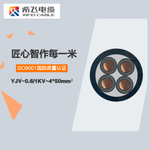 希飞牌 YJV-0.6/1KV-4*50mm² 铜芯低压电缆 元/米 联系客服 定制商品 黑色 YJV-0.6/1KV-4*50mm²