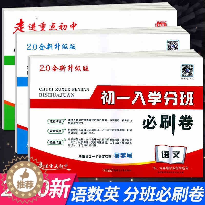 [醉染正版]2020新版小升初必刷卷语文数学英语全套3本 走进重点初中五六年级毕业考试初一入学分班考试专项分类训练小升初