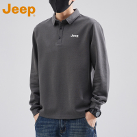 JEEP吉普翻领POLO衫男士春秋季潮流刺绣休闲t恤长袖上衣打底衫男