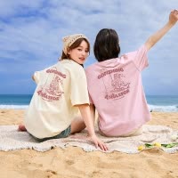 [2.5折价46元]唐狮短袖t恤女夏新款趣味涂鸦休闲圆领纯棉设计感宽松上衣sz