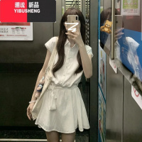 YIBUSHENG冷淡独特别致收腰气质白色连衣裙子季女装新款大方得体涩谷短裙