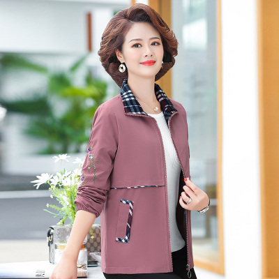 芊芷洛妈妈春秋外套中年人时尚长袖上衣2021新款中老年女装洋气短款风衣