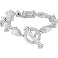 GUESS银色金属多切面玻璃石手链 adjustable安全舒适时尚百搭