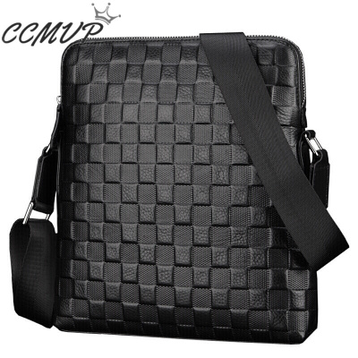 CCMVP品牌自营质量保证-CCMVP真皮男包单肩包斜挎包包休闲商务男士公文包头层牛皮时尚背包黑色默认颜色