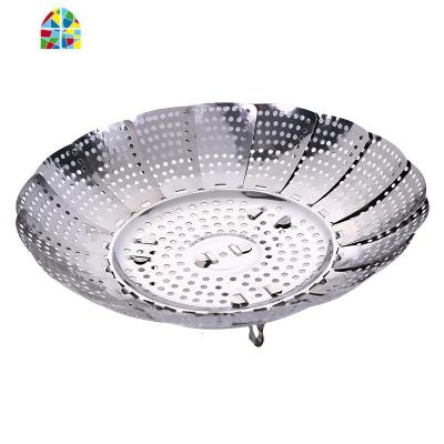 蒸架加厚折叠蒸屉圆形蒸笼蒸格水果篮多功能莲花型不锈钢蒸盘器 FENGHOU 小号24cm(展开直径)