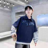 男童春装POLO衫卫衣2026新款中大童春秋款男孩春季儿童假两件上衣