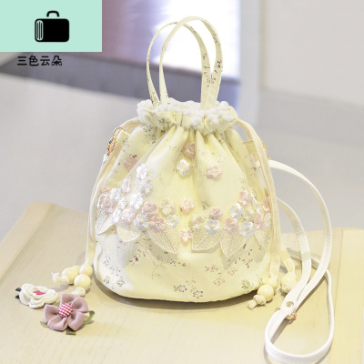 古风包包女斜挎包汉服配饰中国风刺绣小清新蕾丝迷你森系水桶包NEW LAKE