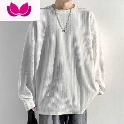 七斓高端小衫冰丝垂感薄款长袖t恤男夏季潮牌宽松内搭oversizev打底衫