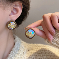 几何丝绒字母耳钉新款2023高级感耳环小众设计感秋冬耳饰女送女朋友老婆情人节七夕生日礼物