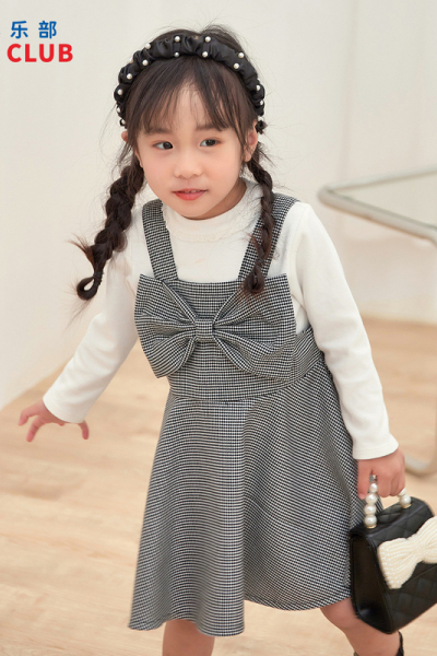 [1件3折]铅笔俱乐部秋冬新款女小童连衣裙儿童大蝴蝶结背心裙宝宝裙子