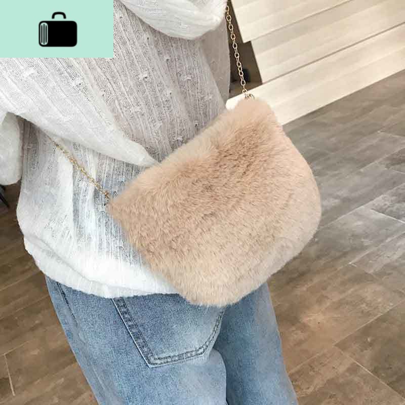 毛毛小包包女2019秋冬新款女大学生韩版可爱链条单肩包百搭斜挎包NEW LAKE女士单肩包