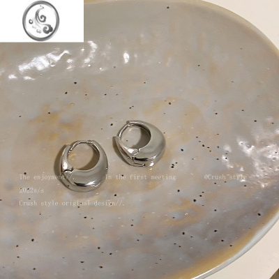 JiMi几何椭圆素圈金属耳扣女气质小众设计高级感耳环冷淡风百搭耳饰品