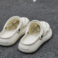 男士户外舒适纯色圆头洞洞鞋男女同款夏季出行运动沙滩凉拖鞋