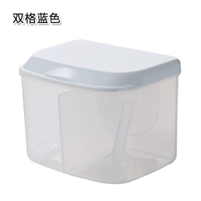 防潮多格组合装调味罐 厨房家用盐味精带勺子防尘可拆洗调料盒 敬平 双格蓝色