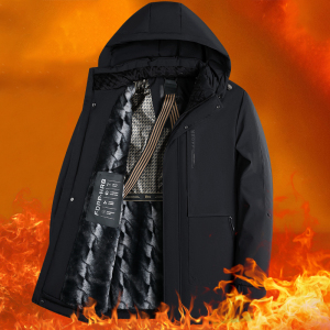 啄木鸟冬季新款男士保暖羽绒服加绒加厚鹅绒外套中年爸爸装上衣男