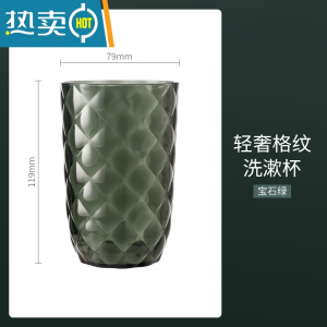 敬平轻奢洗漱口杯情侣刷牙杯ins风牙具牙刷杯子家用牙缸网红款便携式 宝石绿 轻奢格纹洗漱杯