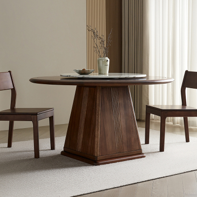 全友家居餐桌新中式客厅餐厅家具家用圆形吃饭桌小户型带转盘圆桌