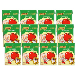 小浣熊联名]统一元气觉醒100%苹果果汁饮料便携装200ml*12盒