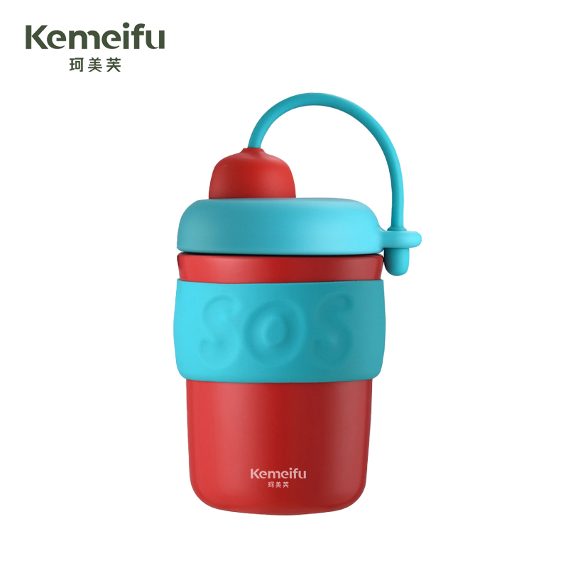 珂美芙 304不锈钢便携吸管保温杯 红色350ml 个