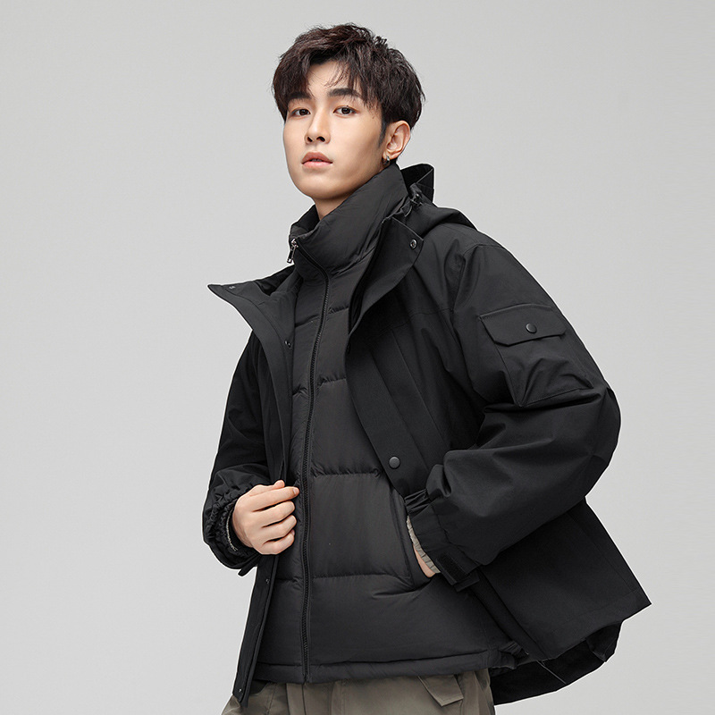 男装冬季时尚潮流可二开情侣男女同款户外羽绒服冲锋服三合一外套