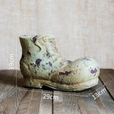 家柏饰(CORATED)水泥旧皮鞋创意花盆花器复古做旧多肉肉鞋子室内阳台种植 水泥旧皮鞋花器(大)需打孔请备注 中