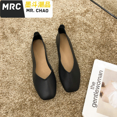 豆豆鞋女2020新款百搭女鞋单鞋平底网红浅口黑色上班工作鞋女墨斗潮品休闲鞋