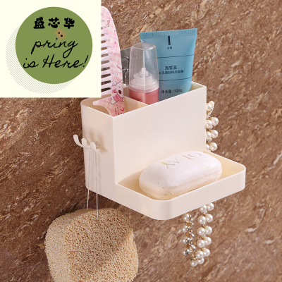 新款牙刷浴室置物架吸盘壁挂式免打孔洗手间免钉香皂收纳架肥皂盒皂托惠恩HuiEn