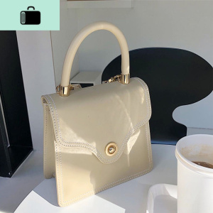 包包新款2020韩国ins复古搭扣手提包单肩包法式简约百搭斜挎女包NEW LAKE 奶油杏女斜挎包 奶油杏