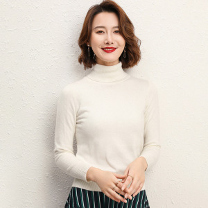 秋季新款高领毛衣女修身长袖套头纯色打底衫女大码针织衫