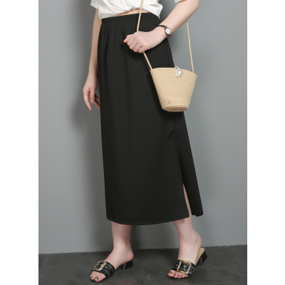 暖青汇特大超大码韩版高腰半身裙一步裙200斤300斤胖mm开叉包臀裙工作装半身裙