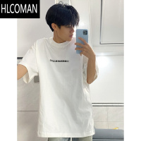 HLCOMAN夏季白色短袖t恤男2025国潮美式高街小众高级感字母印花上衣