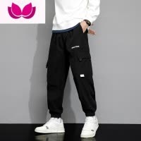 七斓日系工装裤子男款2023黑色潮牌束脚裤休闲长裤美式大码宽松