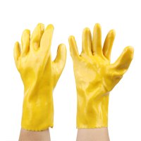 誉丰028黄色工业pvc28厘米耐油防污耐酸碱棉毛浸塑手套 1双装