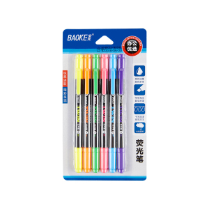 宝克(baoke)MP492广告荧光笔双头彩色荧光笔多彩水性笔笔记划重点学生用笔 6色卡装