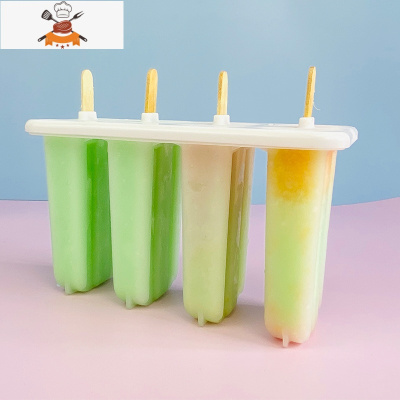 创意老冰棍雪糕模具DIY家用做冰棒冰格冰淇淋激凌儿童制冰盒带盖 敬平 一套模具4支4塑料棒